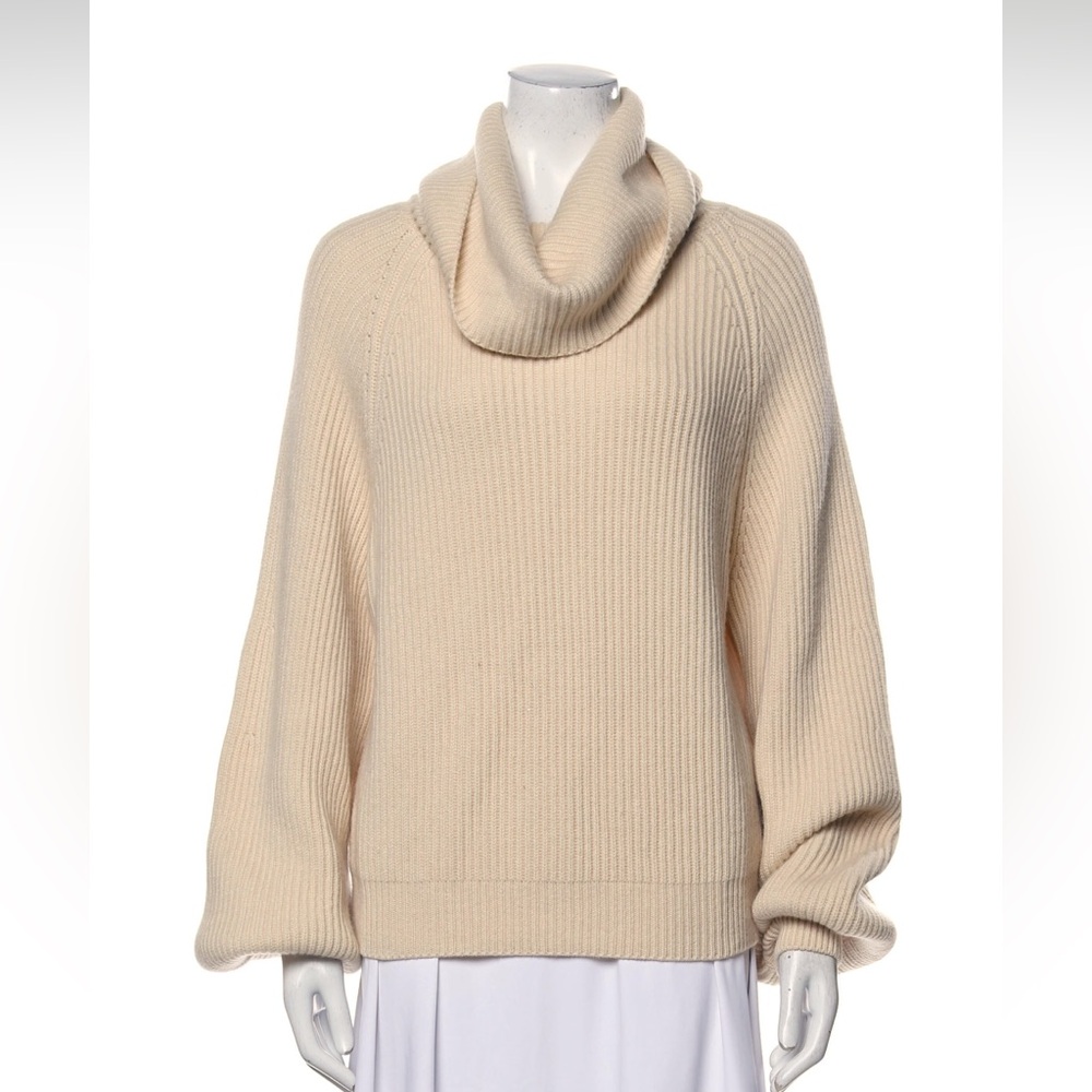 Auth Celine Cream Cowl Neck Cashmere Sweater Jumper Coat Jacket Cardigan~XS